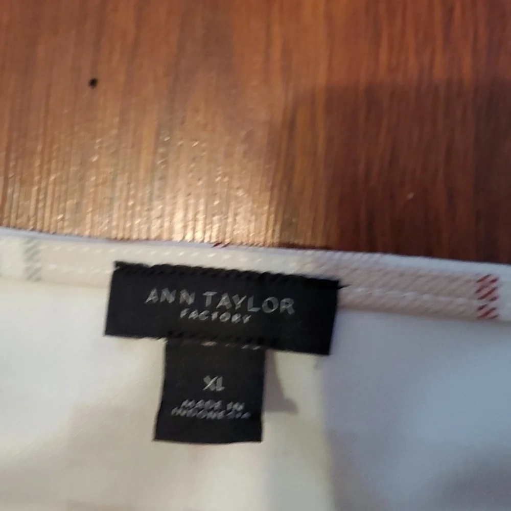 Ann Taylor Factory Blouse Womens Size XL Plaid Top Short Sleeve Cottagecore
